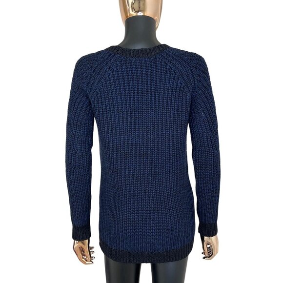 Anthropologie SI•IAE Blue & Black Knit Button Front Cardigan Sweater Size Small - Picture 2 of 9